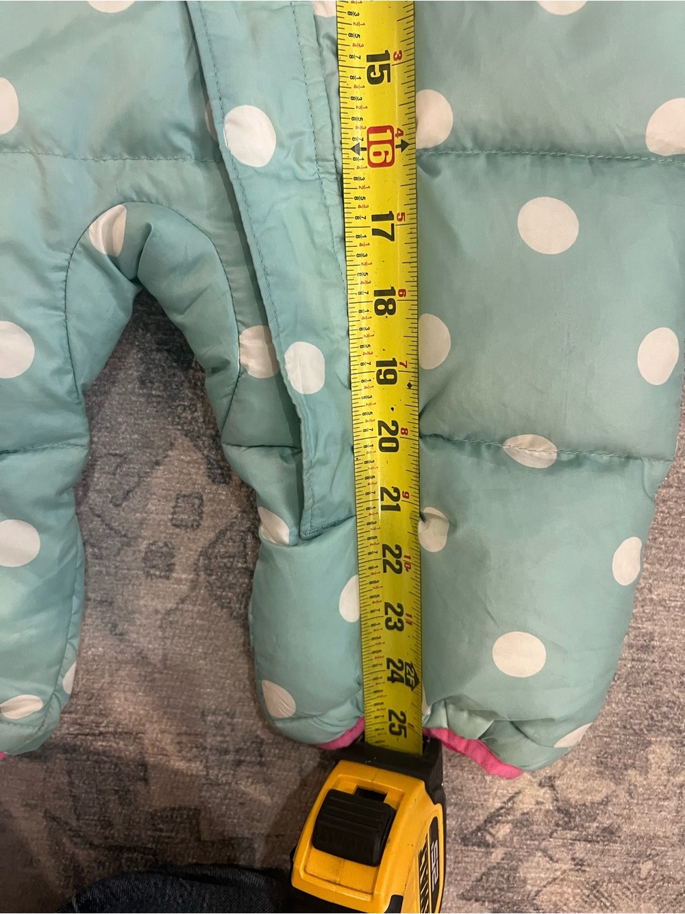 Columbia 18M Baby Down Snowsuit Mint Green Polka Dot Pink Hooded Puffer - Picture 4 of 5